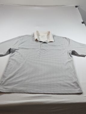 Champions Tour GOLF  Short-Sleeve Polo Shirt Gray White Collar Striped Outdoors